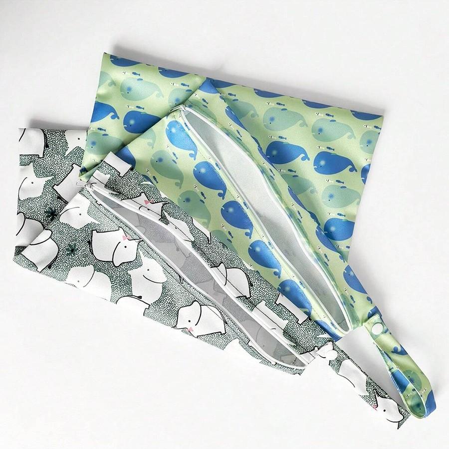 Reusable Diaper Storage Bag for Cloth Diapers & Breast Pump Parts, Dual Zipper Design, Portable Handle, Ideal for Beach Gym Travel