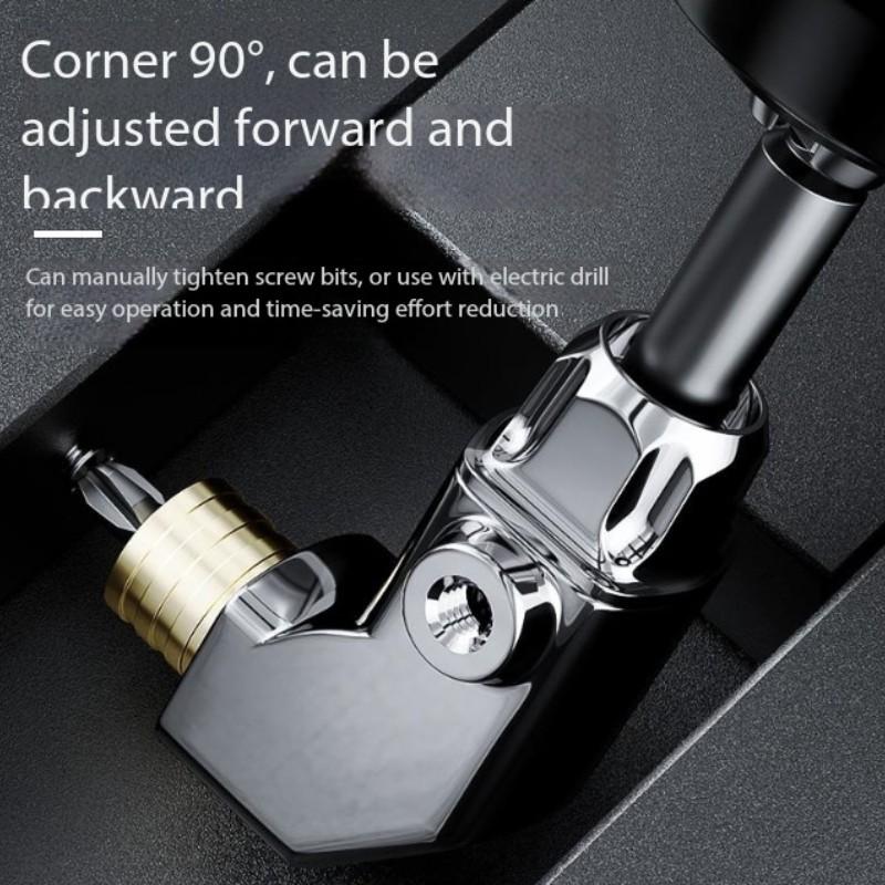 Right Angle Screwdriver, Multi-Purpose Hardware Tool Corner Adapter, 90 Degree 105 Degree Strong Magnetic Drill Bit Holder