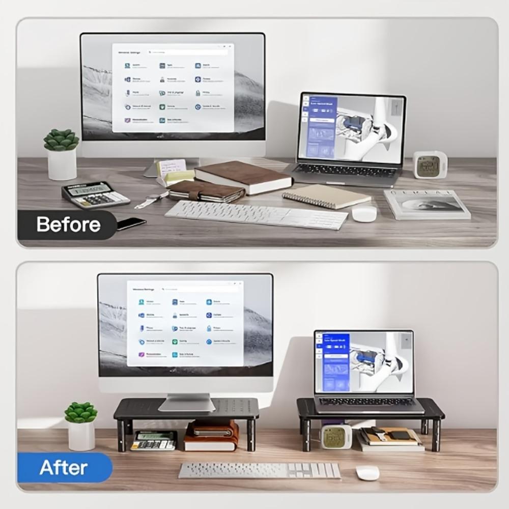 Adjustable Monitor Stand Riser | Fix Neck & Back Pain from Bad Posture! Ergonomic Height Adjustable Desk Riser for Laptops & Monitors