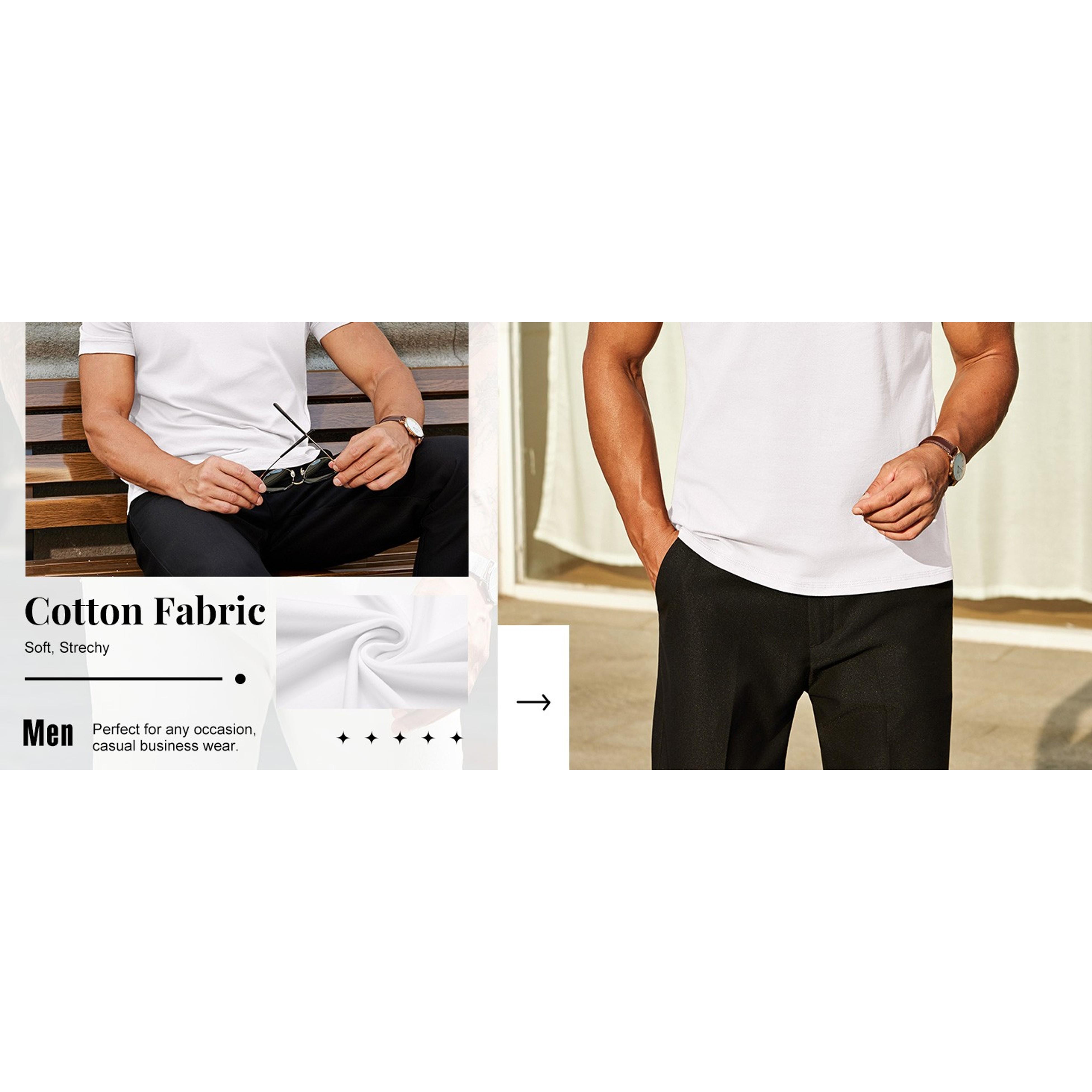 Mens Casual Premium Cotton Mock Turtleneck Short Sleeve T-Shirt Basic Half Neck TopGift