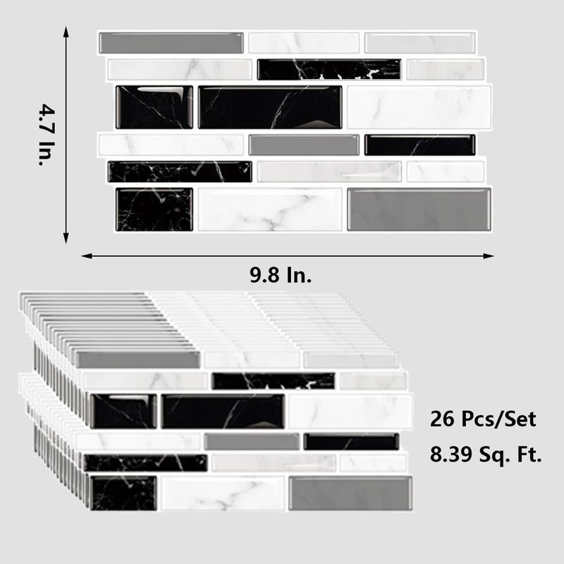AOZEY Marble Pattern Wall Sticker 26 Pcs Backsplash Stick Tiles Self-adhesive Peel & Stick Kitchen Bathroom Decor Non-toxic Odor-free PVC Decorations AOZEY Marble Pattern Wall Sticker 26 Pcs Backsplash Stick Tiles Self-adhesive Peel & Stick Kitchen Bathroom Decor Non-toxic Odor-free PVC Decorations