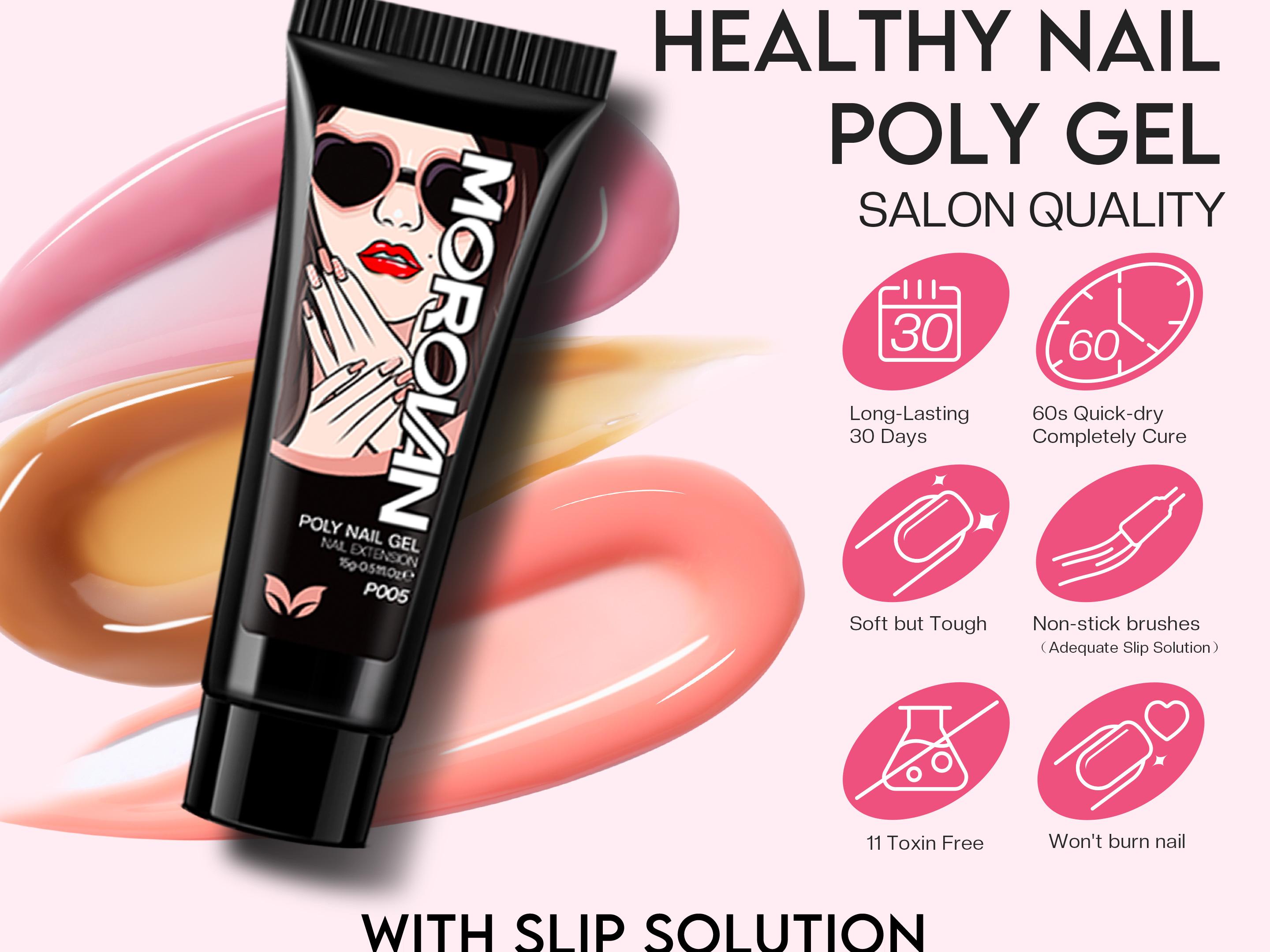 Halloween Special! Morovan Poly Gel Nail Kit – 8Colors + 48W UV Lamp, Perfect for Beginners & Pros Manicure Multicolored Gemstones