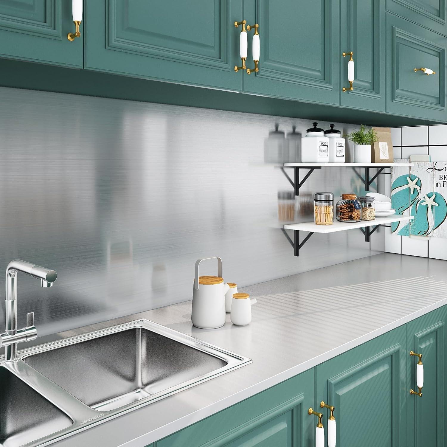 High-Temperature Kitchen Self-Adhesive Paper, Waterproof Oil-Resistant, Ideal for Cabinets, Splash Guards, Drawers, Durable and Easy to Clean