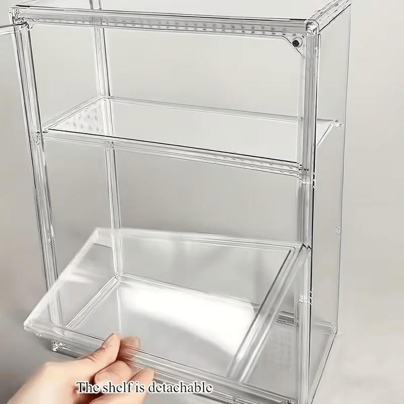 3-Tier Transparent Display Cabinet with Magnetic Door, Heavy-Duty Acrylic, Space-Saving Organizer, Modern Design, Holiday Gift, Retail Store
