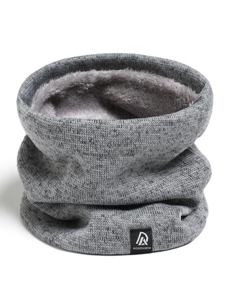 Unisex Fall Winter Windproof Knit Scarf, Thick Fleece Lined Neck Warmer, Casual Outdoor Cycling Skiing Accessory, Knitted Shawl