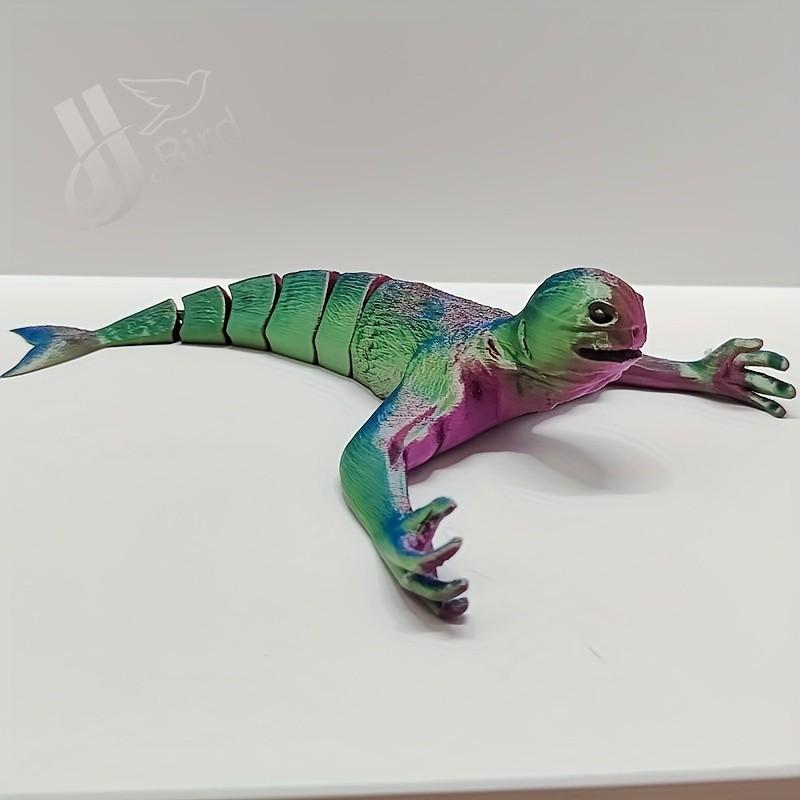 Jointed Shark Figure with Gradual Color Change, Poseable Arms, Nautical Theme Decor, Home Office Desk Ornament, Outdoor Plastic Ocean Monster Statue