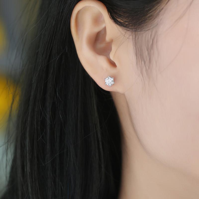 Synthetic Moissanite earrings Set 925 Sterling Silver Birthday/Holiday Gift/VVS1 D-Color 5MM/0.5CARAT*2【E9162】