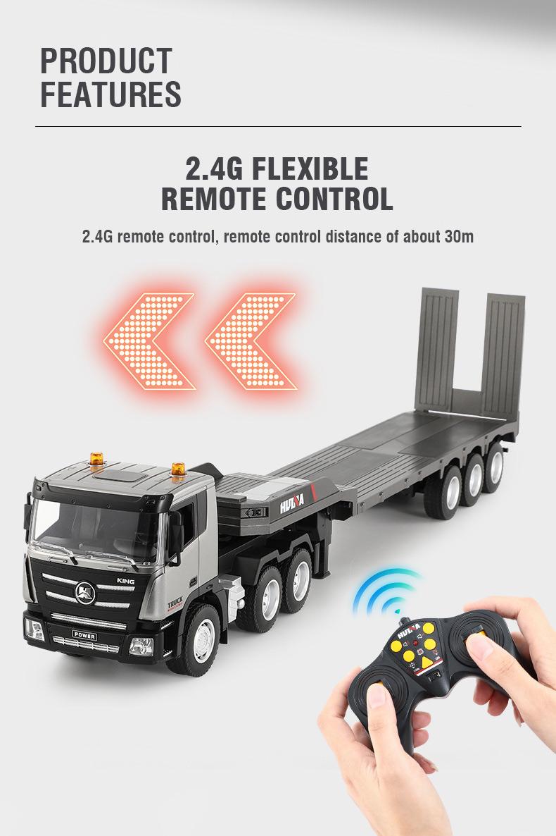 Remote Control Semi Truck & Excavator Set, 2.4Ghz Remote Control Toys, Semi-Trailer Engineering Tractor With Sound and Lights, Construction Vehicles for Boys