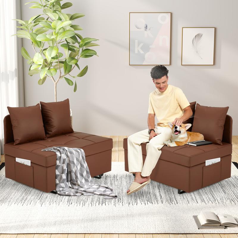 Erommy 69"Sleeper Interior Folding Chair Bed, 3-in-1 Convertible Futon Multi-Functional Sofa Bed Adjustable Reading Chair with Modern Linen Fabric,Light Grey Couch Furniture Living Room  Minimal Design Lounge