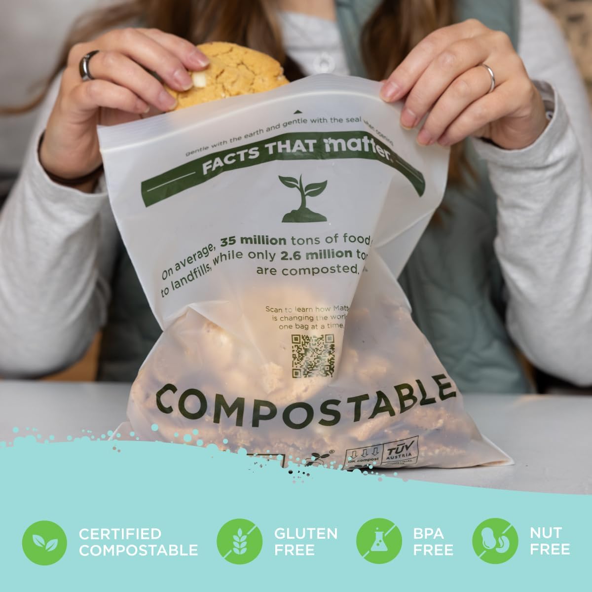 Compostable Gallon Freezer Bags, Resealable, 30 Ct, Made From  | Resealable Gallon Freezer Bags for  Storage, Made From , , Freezer Safe, Leak Resistant, 30 Bags