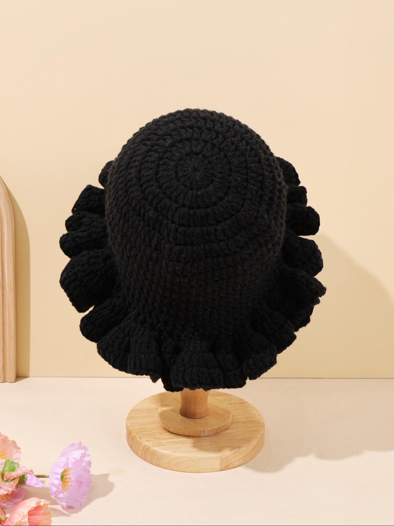 Women's Solid Color Ruffle Knitted Hat, 13 Colors Available, Compact & Exquisite Design, Perfect for Vacations & Gifts