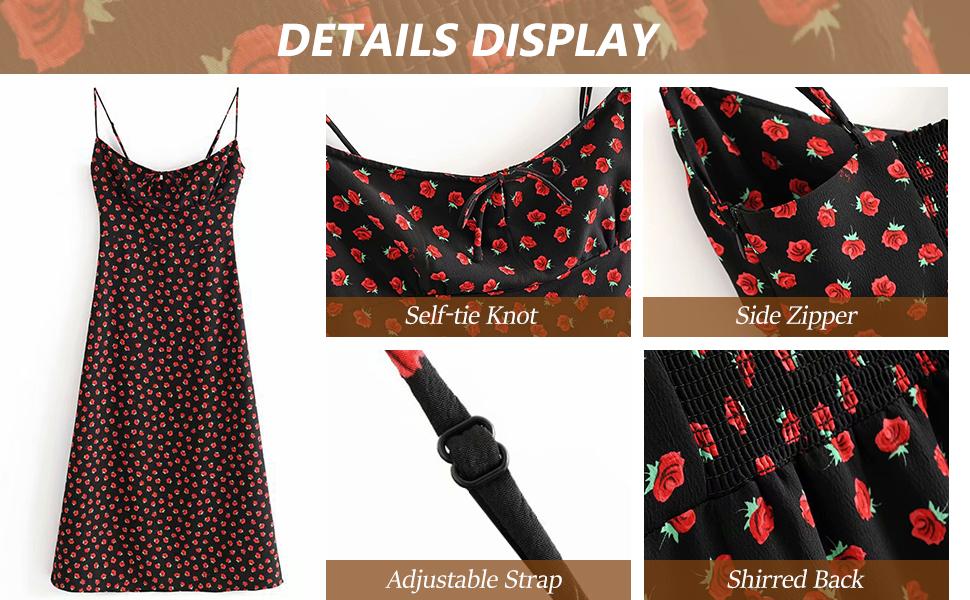 Molitree Womens Floral Dress Low-Cut Square Neck Spaghetti Strap Tie Bodycorn 90s Y2k Sun Dresses Womenswear Sleeveless Casual Summer Short-Yellow