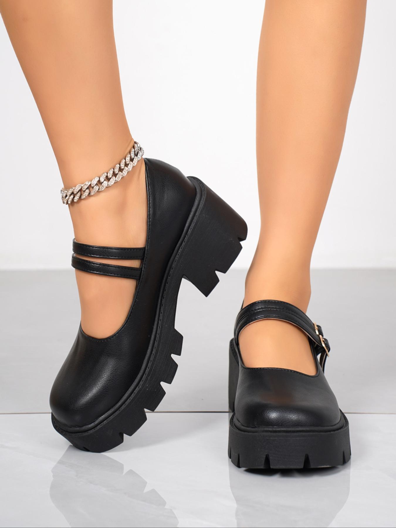 Women's Fashion Thick Sole Platform High Heels, Comfortable Lightweight Mid-Heel Walking Shoes, Mary Jane Casual Pumps for Daily Wear, Mary Janes Shoes