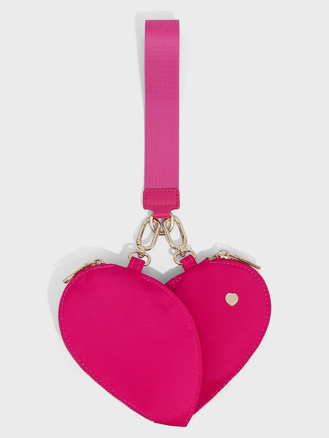 Women's Heart Dual Pouch Wristlet, Small Stylish Keychain Wristlet Strap, Mini Detachable Keychain Wallet, Portable Coin Purse for All Occasions