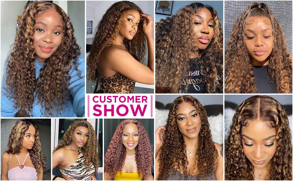 4/27 Highlight Lace Front Wigs Human Hair Pre Plucked Bleached Knots 180% Density 13x4 HD Ombre Honey Blonde Deep Wave Human Hair Wigs with Baby Hair 30inch