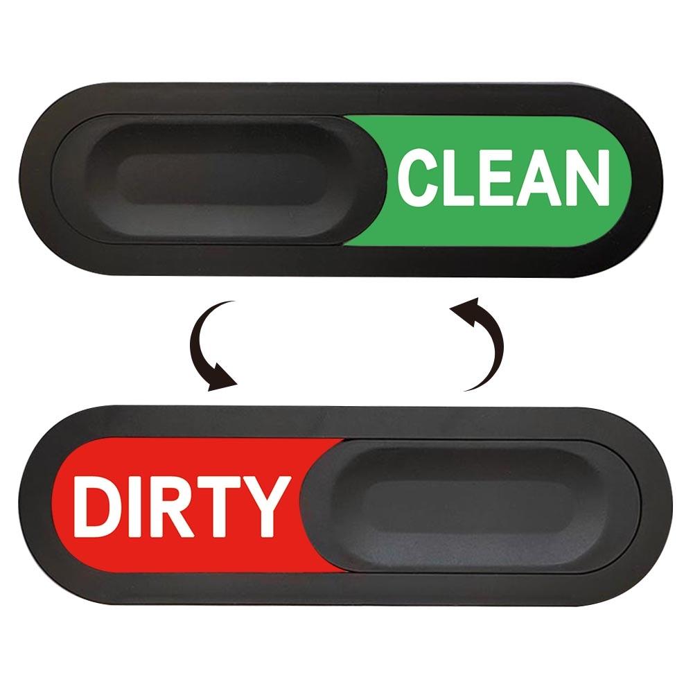 Innovative Slide Clean/dirty Sign, Magnetic Cover, Frosted Frame, Adhesive Backing, Dishwasher Safe, Kitchen Utensil Organizer