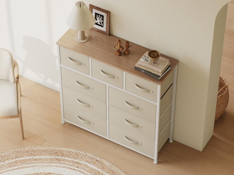 DWVO 9 Drawer Dresser, Fabric Dressers, Chests of Drawers, Organizer Unit Storage Tower for Bedroom, Hallway, Living Room, Closet Furniture, Storage Bin Cabinet