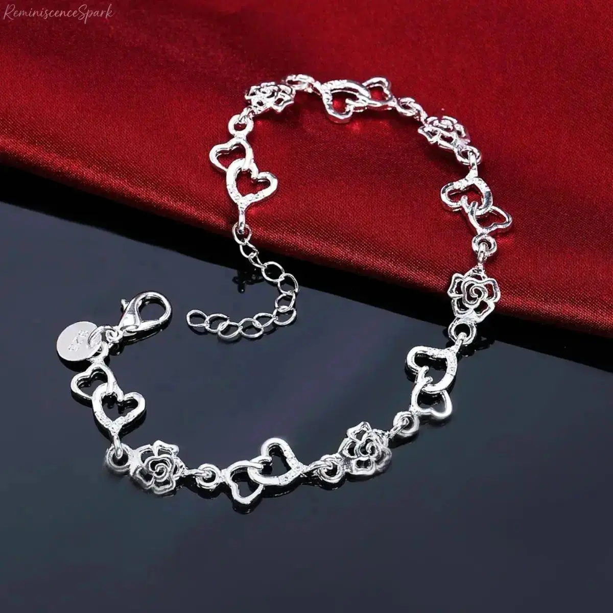 Women's 925 Sterling Silver Dainty Heart & Flower Bangle Bracelet, 20cm Adjustable Wrist Cuff, Polished Crafted Statement Jewelry, Elegant Accessory for Daily Wear, Wedding, Date Night & Special Occasions