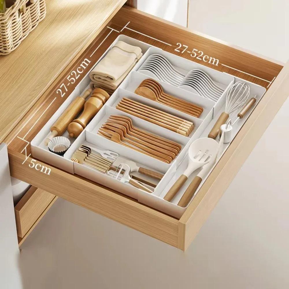 Expandable Drawer Organizer Multi-Functional Adjustable Storage Rack Kitchen Utensil Tray Spoon Fork Knife Holder