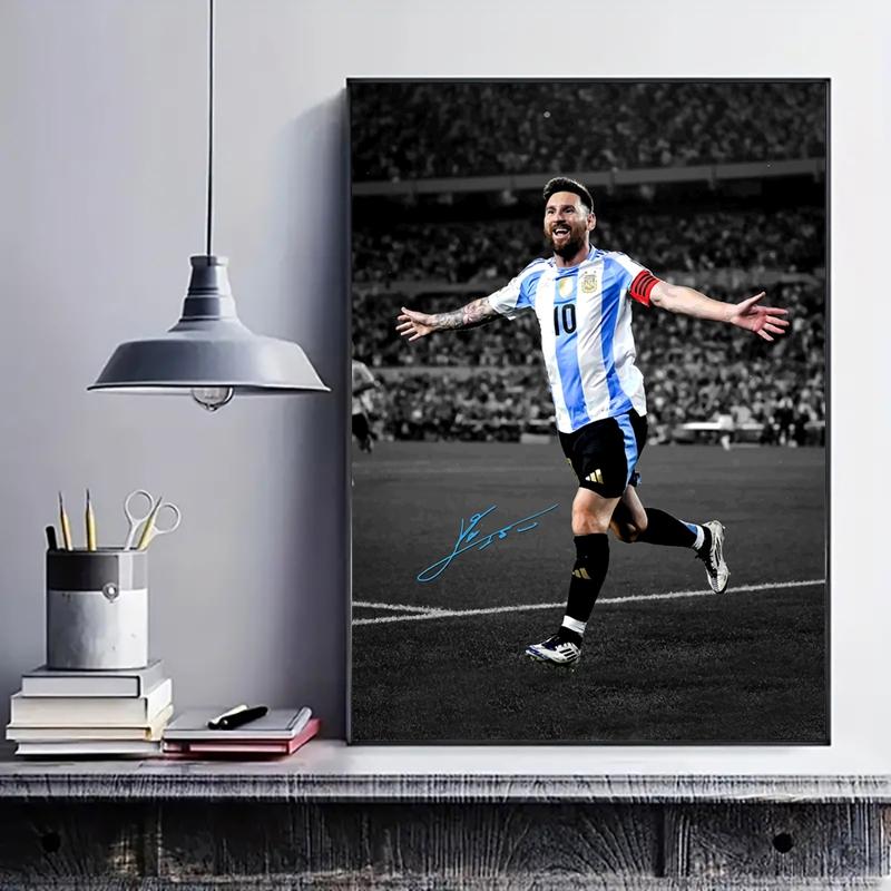 1 piece/set frameless canvas painting print poster, unframed art print, Classic realistic art, Legend Messi Argentina Celebration,perfect gift for football lovers, ideal gift for bedroom, dorm, living room, toilet,dorm hallway, kitchen, wall decoration