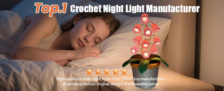 Product Introduction of Handmade Crocheted Halloween Lily of the Valley LED Lanternļ½Multi-color lighting + DIY Spooky Card ļ½Pumpkin Party Prop/Christmas Decor/Heartfelt Valentine's Gifts/Motherās Day Gift Handmade Flower Lamp Bedside Nightlight 6