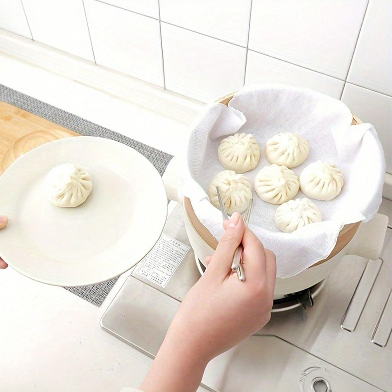 Steamer Cloth, Food Steamer Liner, Reusable Non-Stick Household Gauze, Kitchen, Steaming Cloth Steaming Pad, Steaming Basket, Steamed Bun Pad, Baking Steamer Pad, Steamed Bread, Steamed Dumplings/Bread/Steamed Buns, Food Filter Cloth