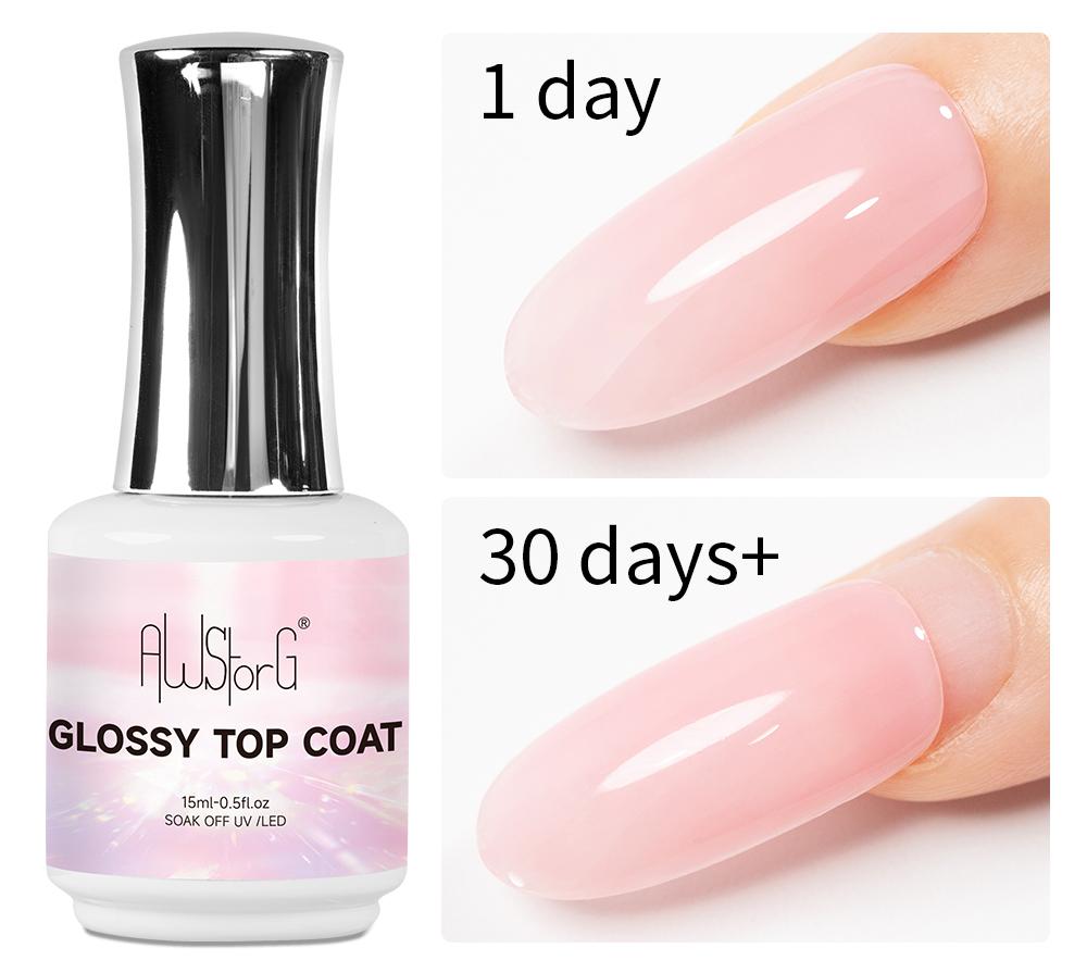 AWStorG 15ML Glass Effect Top Coat Gel, Anti-Scratch Durable Nail Care, High Shine，Long-Lasting Protection for Gel Nails, Suitable for Manicure and Pedicure