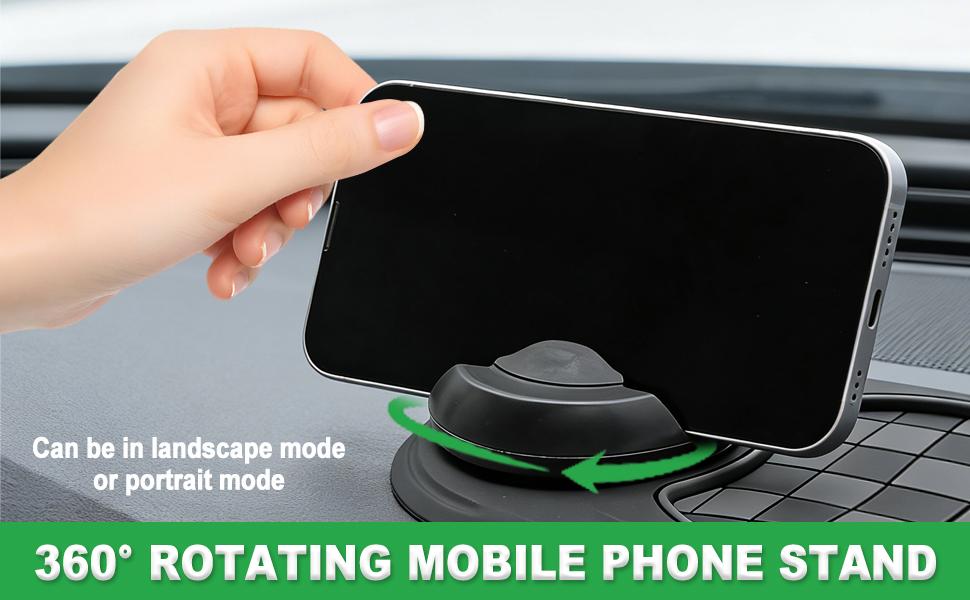 JOKG New Multifunctional Anti-Slip Rubber Pad, 4-in-1 Car Universal Dashboard Pad, 360° Rotatable Car Non-Slip Phone Pad w/Temporary Parking Number, Place Sunglasses, Keys, etc (Black & Gery)