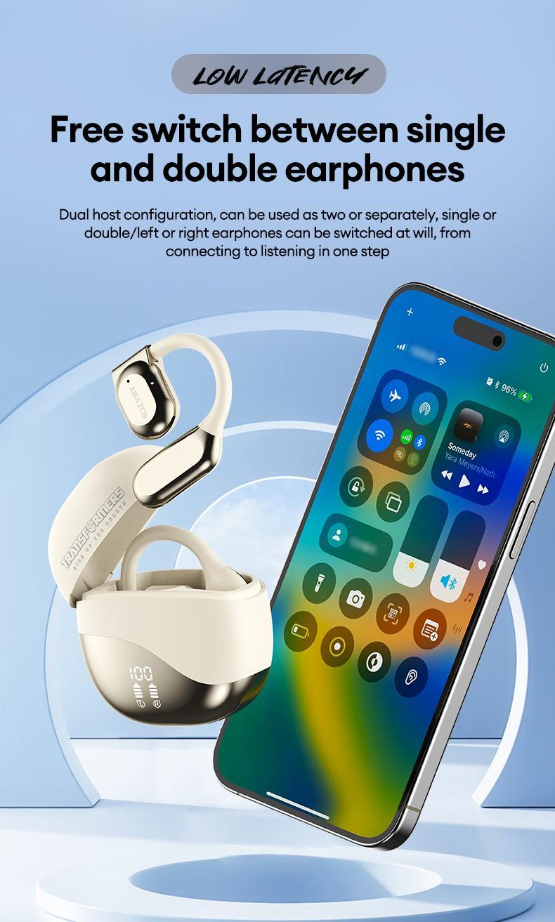 TRANSFORMERS TF-T61 with Built-in 169-Language Translation Open Free Wireless Bluetooth Noise Cancelling Headphones With Digital Display For Sports Gaming Earphones Audio Electronic