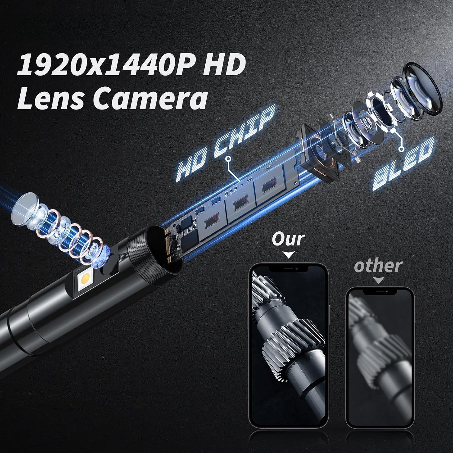Endoscope Camera with Light, 1920P Bore Scope Borescope with 8 Lights, 16.4FT Semi-Rigid Cord for Pipe Inspection, Industrial Endoscope for Phones( Lens) Endoscope Camera with Light, 1920P Bore Scope Borescope with 8 Lights, 16.4FT Semi-Rigid Cord for Pipe Inspection, Industrial Endoscope for Phones( Lens)