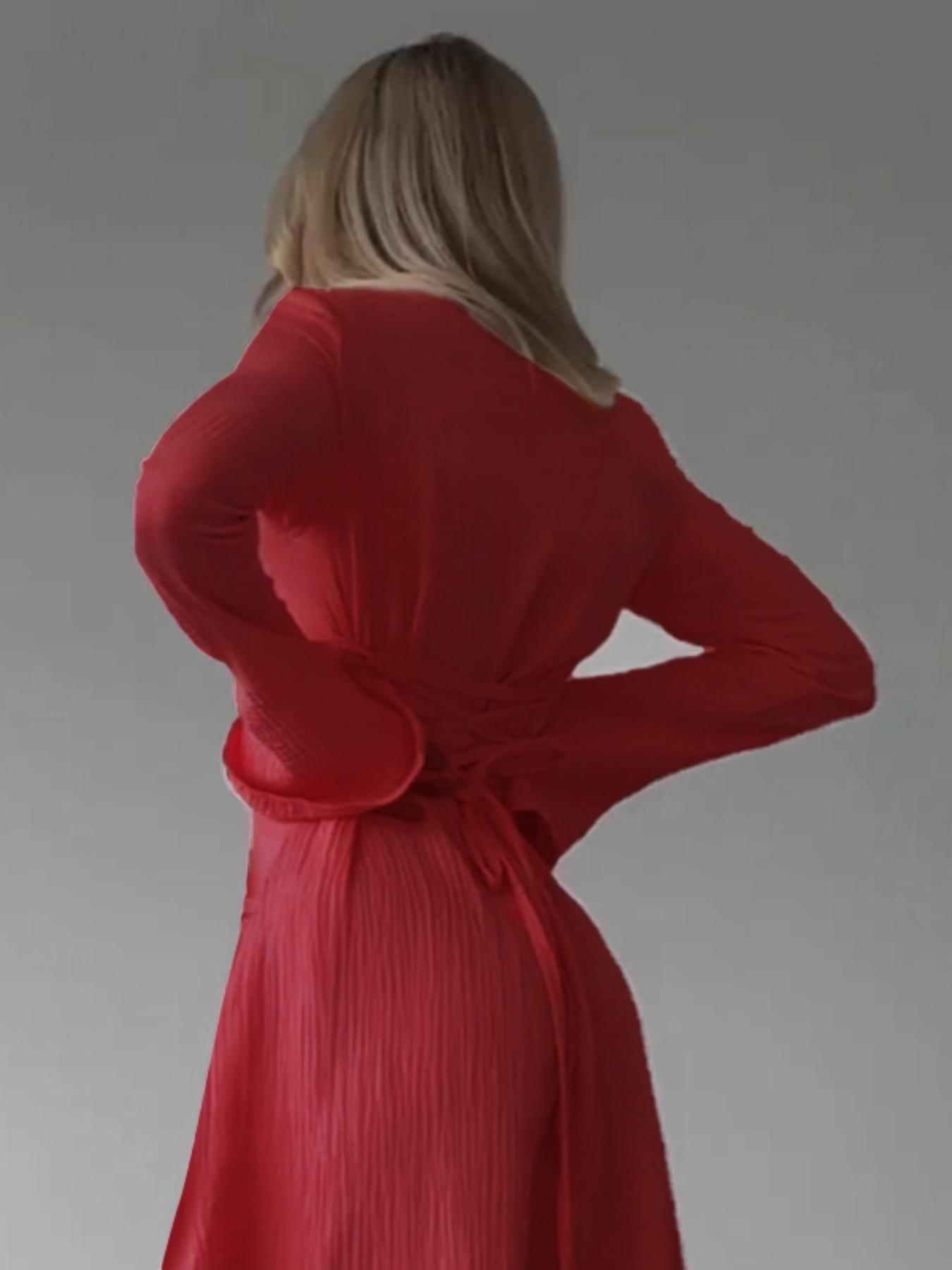 Women's Plain Lace Up Tie Back Flounce Sleeve Dress, 1 Count Elegant Square Neck Long Sleeve A Line Dress for Formal Party Holiday Wedding Guest, Ladies Spring&Fall Clothes