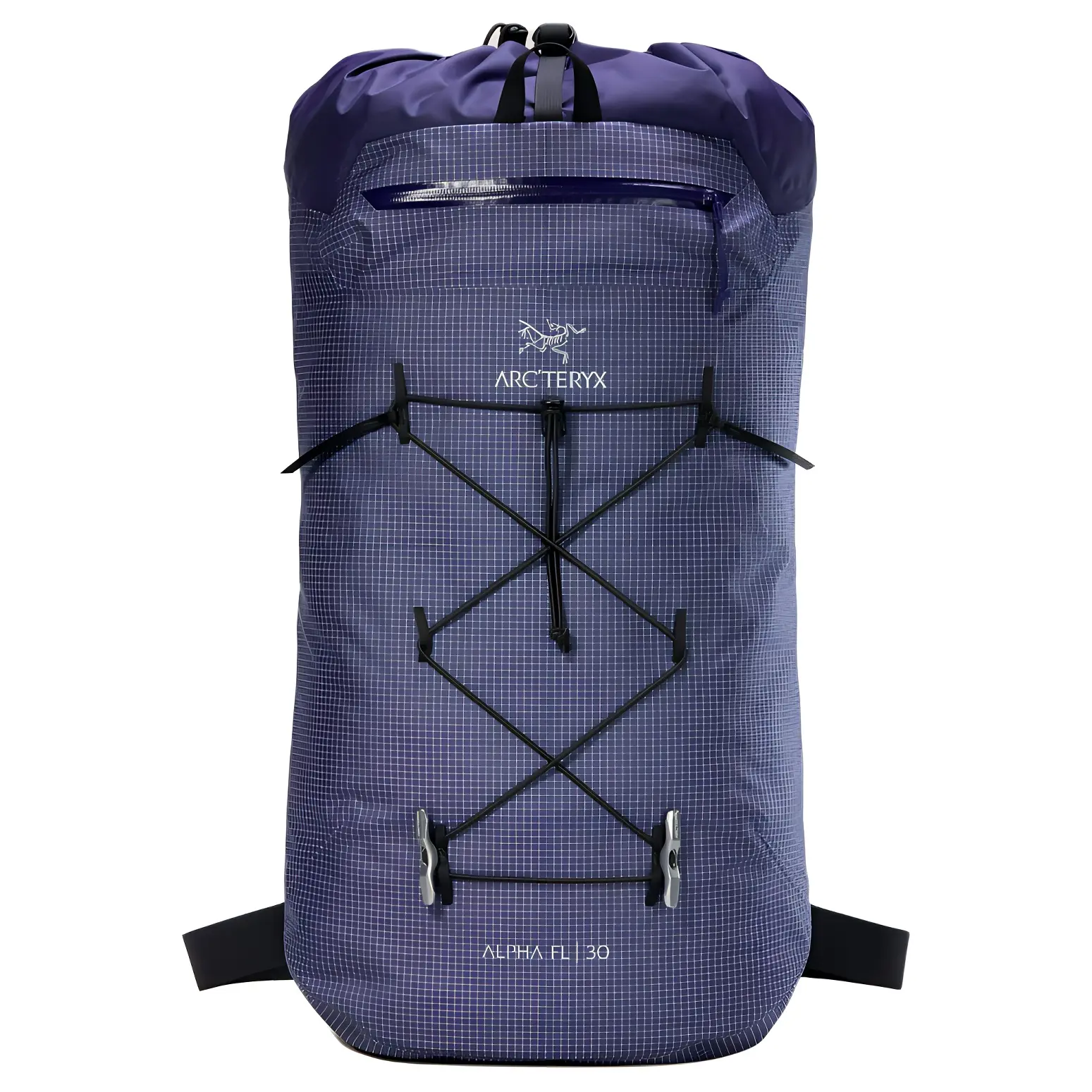 Arc'teryx Alpha FL 30L Backpack – Unisex Hiking Backpack with Embroidered Logo, Drawstring Closure, Purple Nylon