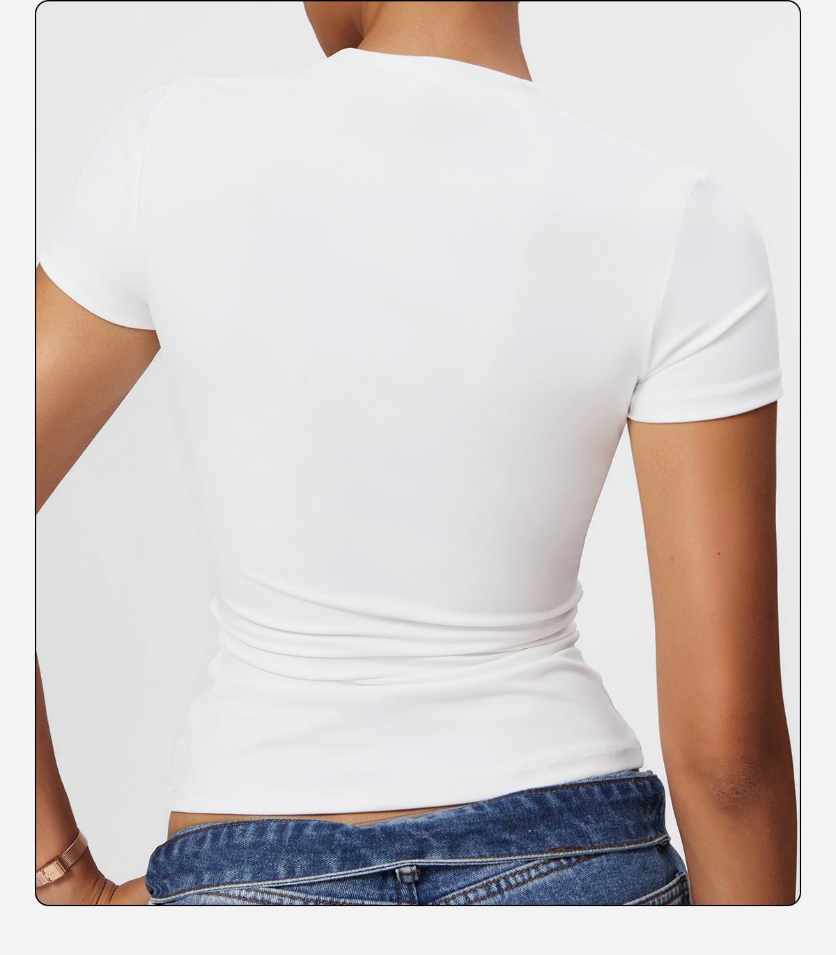 MFVIM Women's T Shirt Basic Short Sleeve Round Neck Slim T Shirt Summer Workout Casual Tight Top 2025 sporty Minimalist Womenswear Tshirt SpringStatements