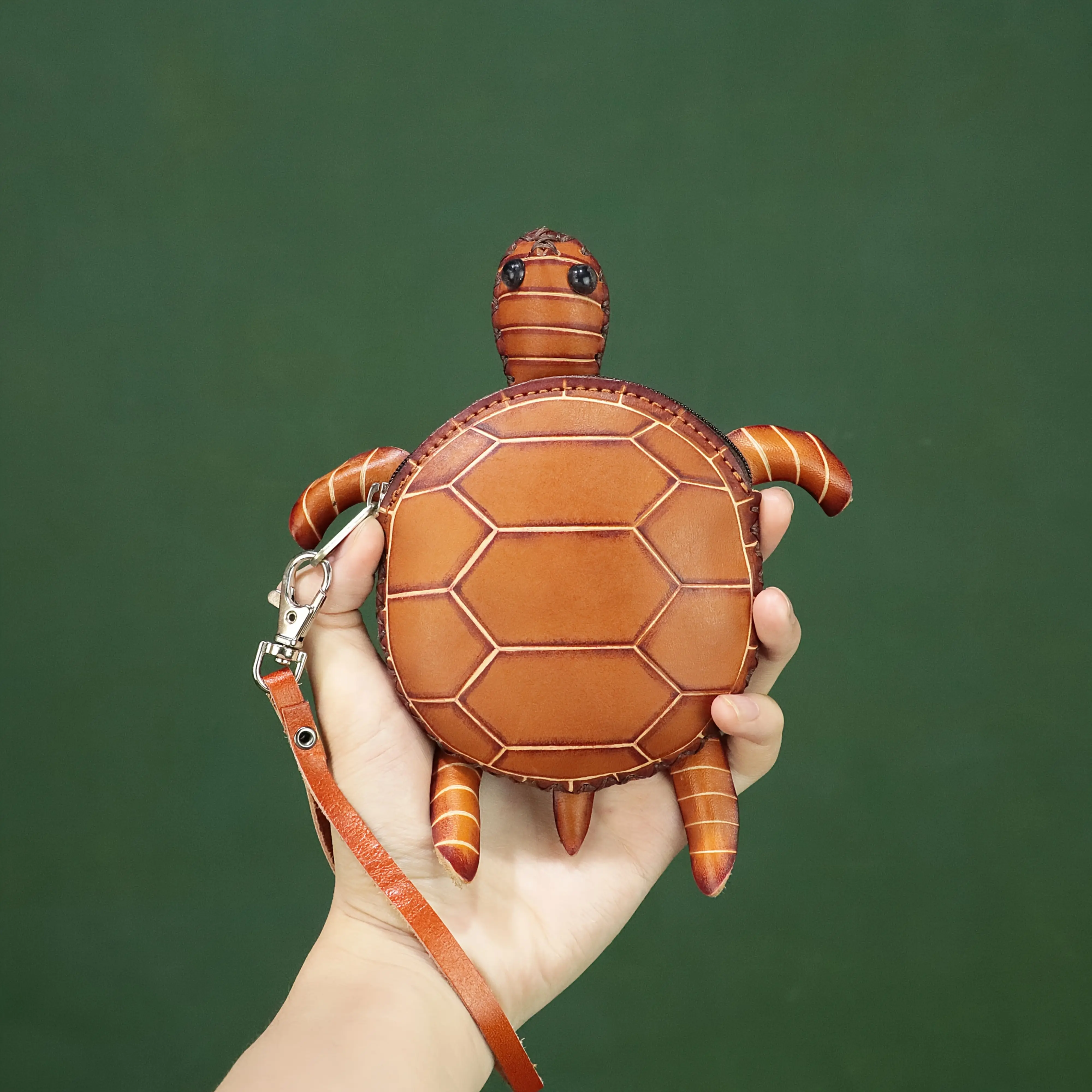 Top Grain Cowhide Leather Animal Turtle Coin Purse Fashion Genuine Leather Zipper Wallet