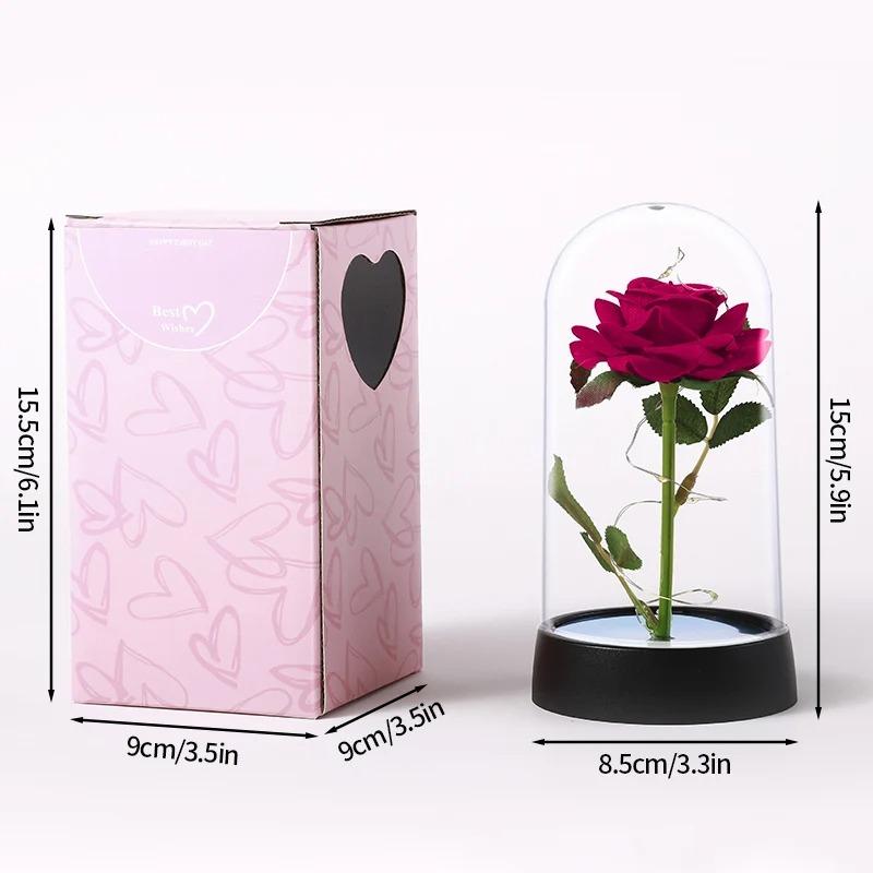 Eternal Rose Flowers Artificial Foil Flower in Glass Glow Immortal Flower LED Roses Lamp Flores Eternas Valentine's Day Gift Light Up Rose