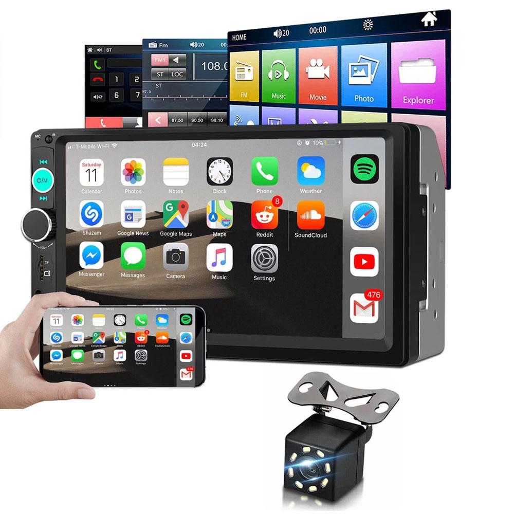 Bileeko 7" Double 2 DIN Car MP5 Player Bluetooth Touch Screen Stereo Radio With Camera