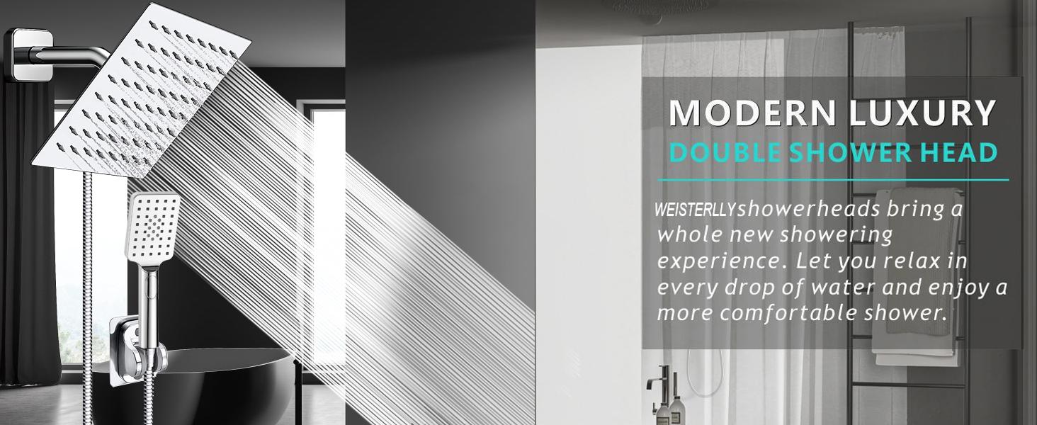 Shower Head,Rainfall Shower Head with Handheld Combo, 8/10 High Pressure Rainfall Shower Head / 6 Settings Handheld Showerhead Combo,Shower Holder/78'' Hose