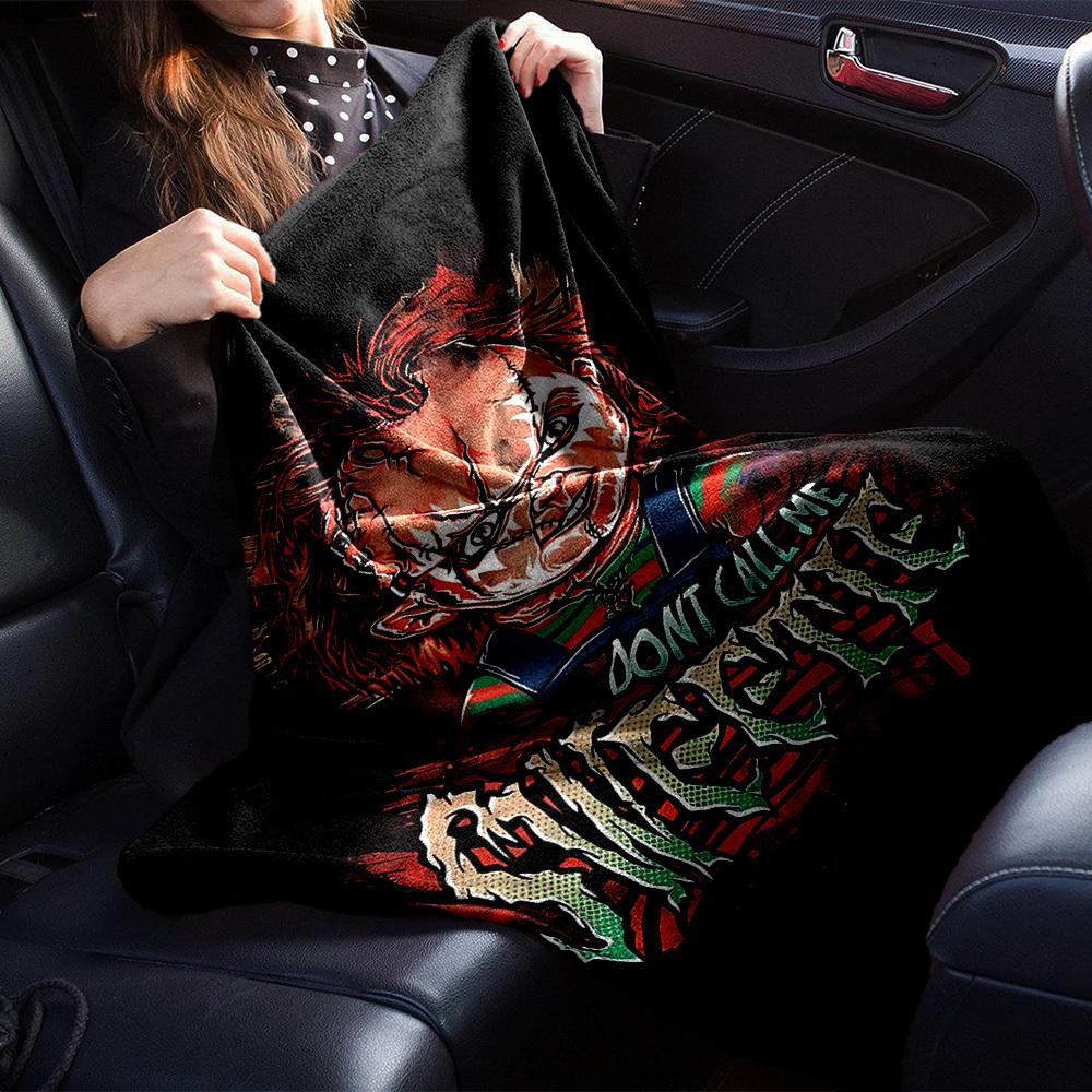 Chucky Quote Horror Graffiti All-Season Lightweight Anti-Pilling Urban Grit Fleece Throw Blanket - Child’s Play "Don’t Call Me Sweetie" Print, Multi-Size Plush Portable Sofa Nap Cover, Horror Movie Fan Gift