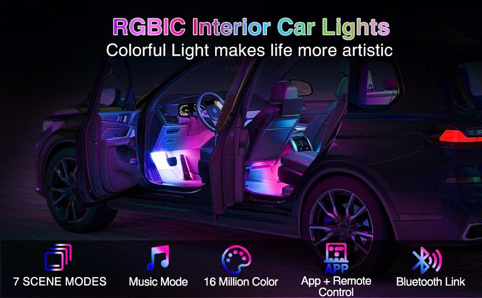 Nilight RGBIC 72 LED USB Interior Strip  DC 12V with App RF Remote Control Multicolor Under Car Dash Lighting 2 Lines Design Music Sync Mode for Cars Truck ATV UTV High Brightness Underglow  dealsforyoudays