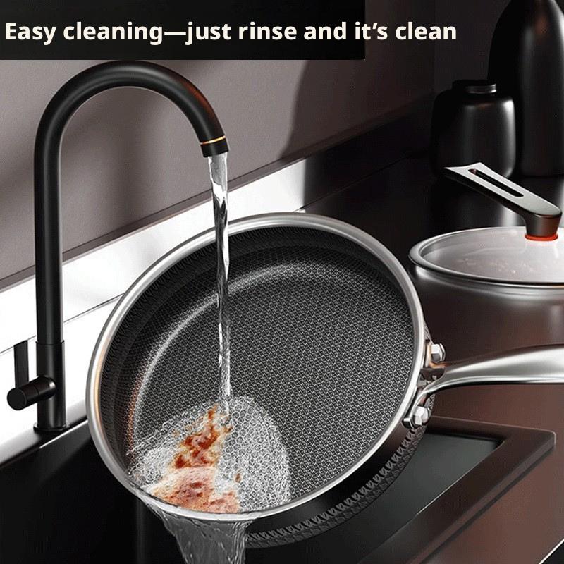 Full Honeycomb Mesh Stainless Steel Non-Stick Frying Pan Multi-Use Integrated Skillet Nonstick Coating Pan Durable Induction Cookware Wholesale Direct Factory Supply For Home Kitchen Cooking Steak Egg Pancake