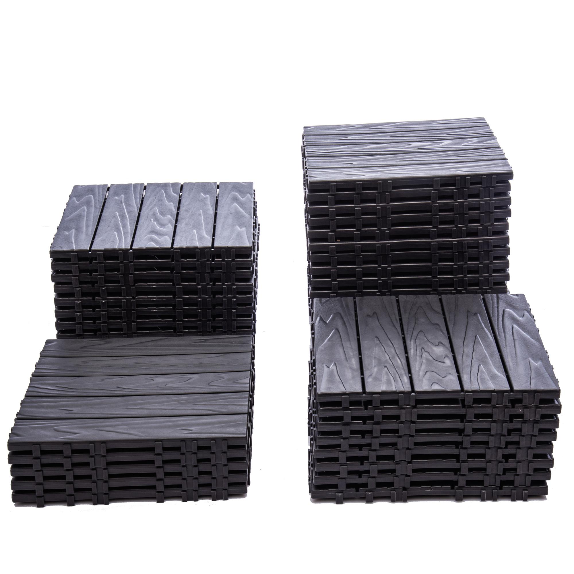 76-Pack 11.42"x11.42" Plastic Interlocking Deck Tiles - 68.80 Sq.Ft Outdoor Plastic Flooring Super Durable & Waterproof All-Weather Indoor/Outdoor Use
