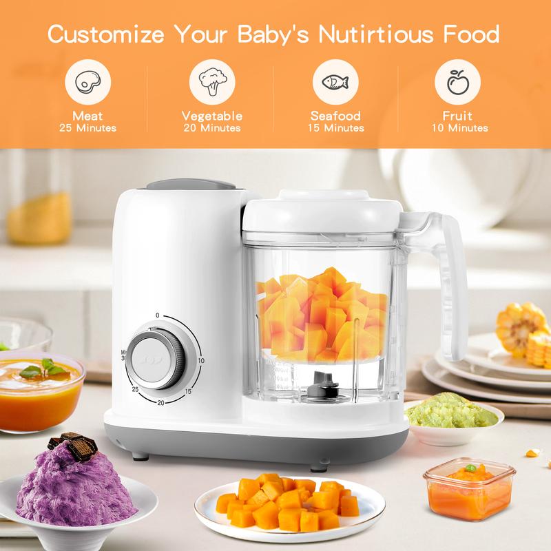 Baby Food Maker 4-in-1: Steamer Blender Warmer & Defroster | Baby Food Processor with Vegetable Chopper & Meat Grinder | BPA Free, Dishwasher Safe electric machine Gift BFM001