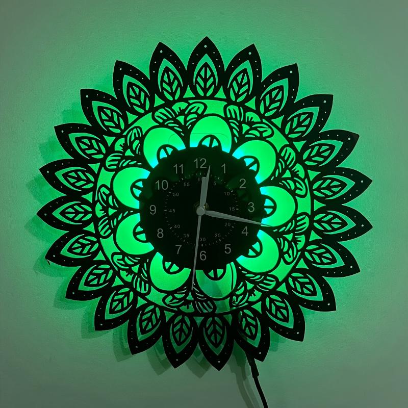 Middle Eastern Pattern LED Vinyl Wall Clock Silent Home Bedroom Decor Perfect Gift for Birthdays Anniversaries Christmas Halloween (Battery Not Included)