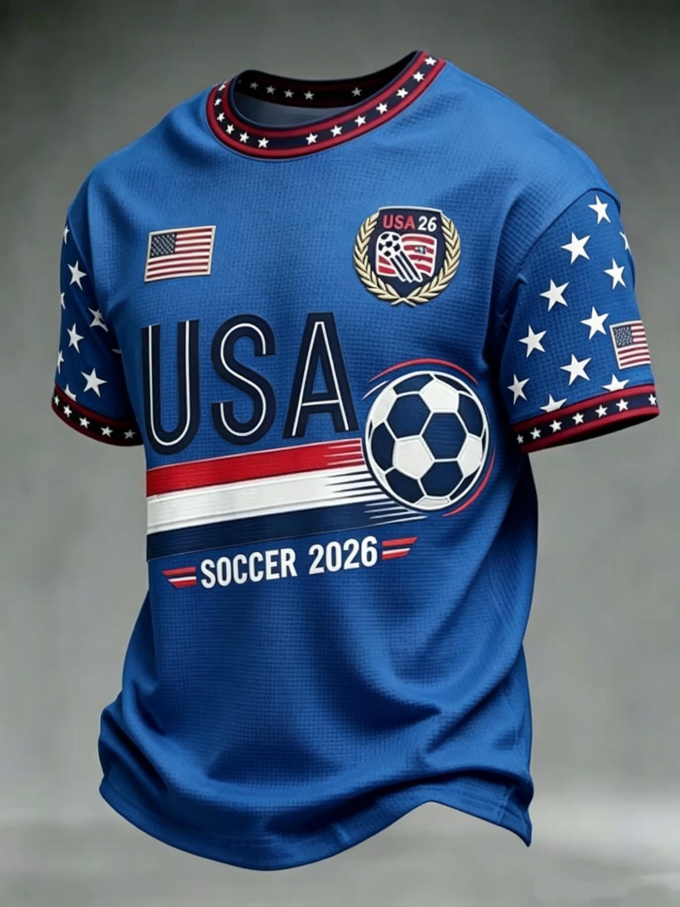 Men's Summer Breathable Short Sleeve Round Neck T-Shirt, High-Quality 3D Print, Independence Day Party T-Shirt, All Seasons Casual Wear, Tops Men's Summer Breathable Short Sleeve Round Neck T-Shirt, High-Quality 3D Print, Independence Day Party T-Shirt, All Seasons Casual Wear, Tops