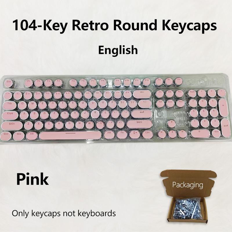 Punk Style Keycaps, Vintage Steam Punk Typewriter Design, Electroplated Surface, Translucent Characters, Compatible with Mx Stems, 6.25u Spacebar Size