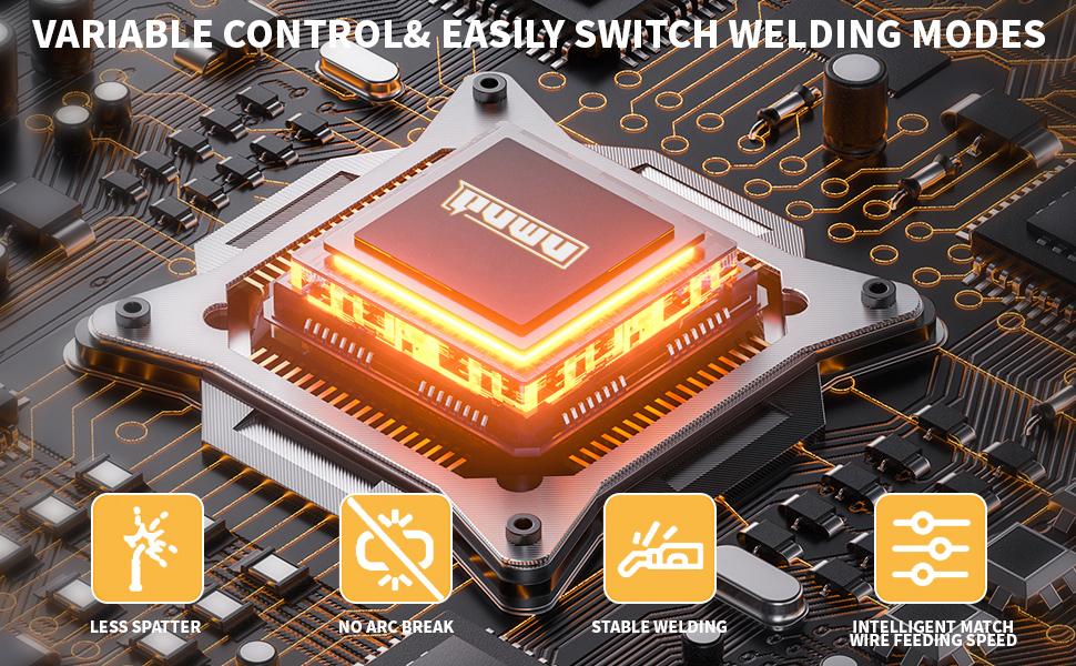 Puwu 135A 110V MIG Welder,Flux Core Welder with Flux MIG/Lift TIG/Stick 3-in-1 IGBT Inverter LED Digital Display Gasless Welder