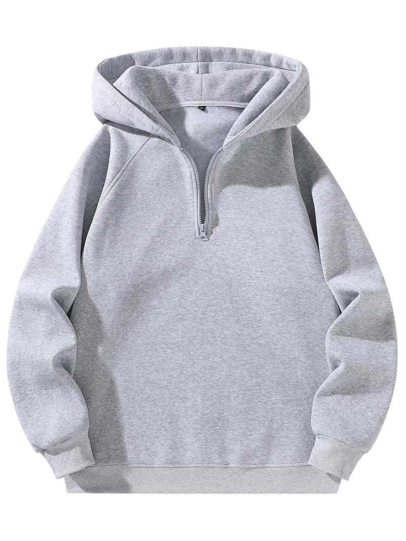 Men's Regular Fit Solid Zip Up Hoodie, Casual Long Sleeve Hooded Sweatshirt for Fall , Men's Fall Clothes for Daily Wear, Tops