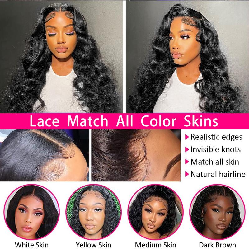 13x6 Lace Front Wigs Human Hair Body Wave Brazilian Hair Wigs For Women Natural Hair Line Pre Plucked Bleached Knots 13x6 HD Transparent Lace Frontal Wig 180% Density