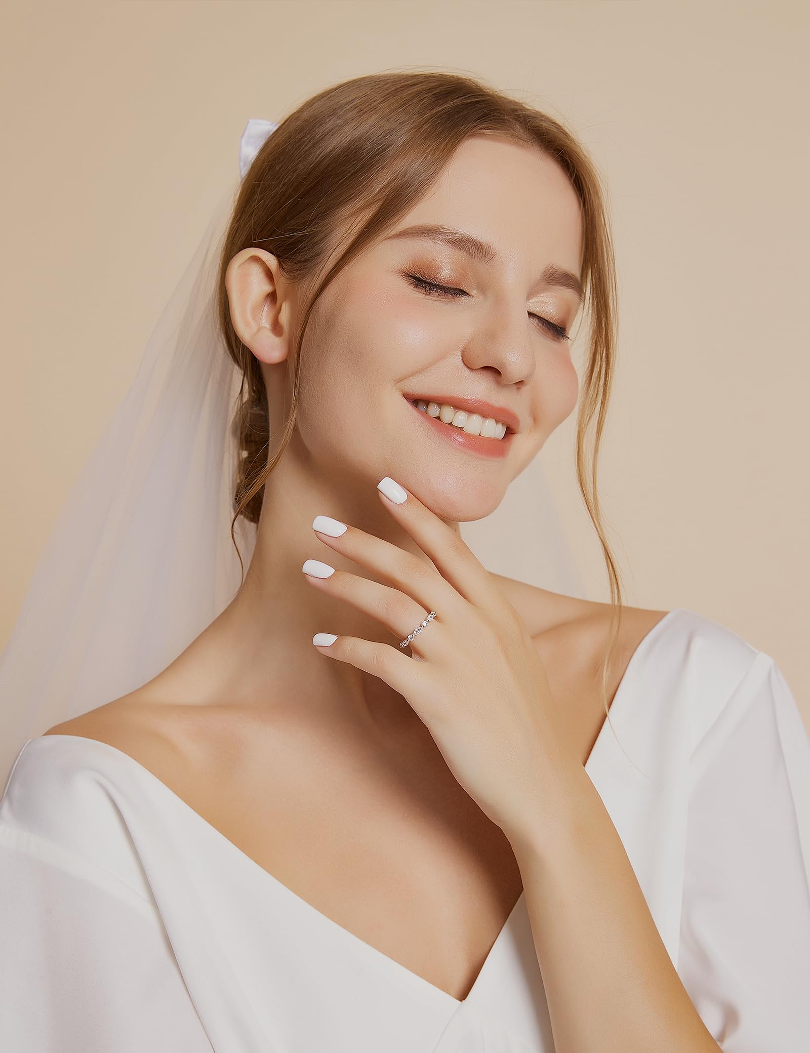 EAMTI 2mm 925 Sterling Silver Wedding Band Cubic Zirconia Full Eternity Stackable Engagement Ring