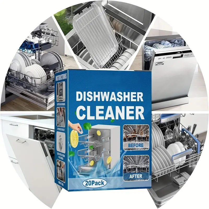 Dishwasher Cleaning Tablet, 20/40/60 Packs Highly Efficient Dishwasher Cleaner, Household Kitchen Tableware Care Supplies, Washing Tablets, Dishwasher Detergent, Kitchen Cleaners, Scented Cleaning Products, Home Cleaning Supplies